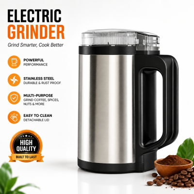 Silver Crest RAK-001 Electric Grinder – 1200W-1500W Heavy-Duty Stainless Steel Multi-Purpose Spice, Coffee Bean & Dry Grain Grinder
